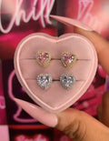 Pink Heart Studs