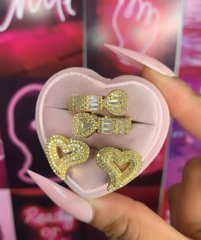 Icy Heart Studs Gold